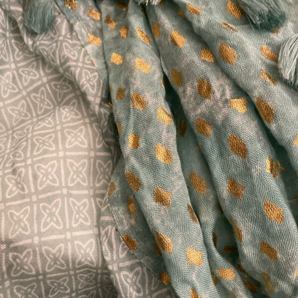 Anthropologie Teal Geometric Scarf NWT - Picture 2 of 7